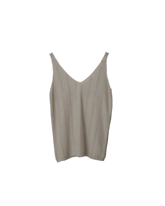 Beige Sliver Strip Tank