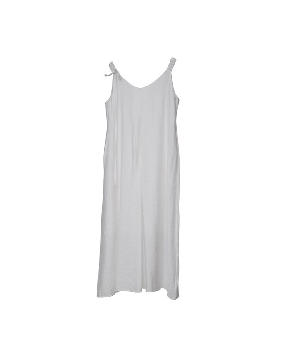 Ruched Straps Corded Maxi Dress