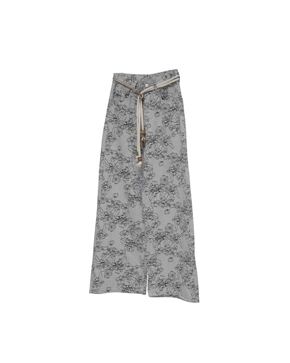 Floral Print Rope Belt Pant