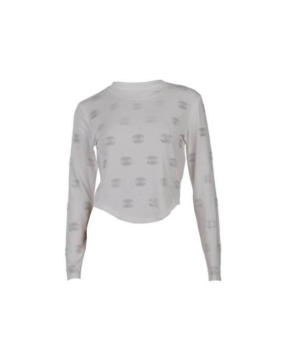 White Embellished Slim Fit Long Sleeve T Shirt