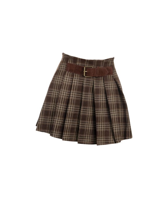levi-and-dili-131-classic-box-pleat-skirtsandshorts-brown-front Classic Box Pleat - Image 1