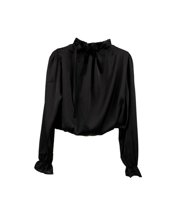 Lyra Gathered Collar Satin Blouse
